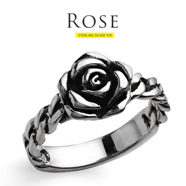 リング 指輪 シルバー925 薔薇 バラ アクセサリー r0868 一輪の薔薇が指先に咲く シルバー...