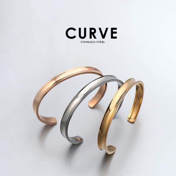 バングル ステンレス シンプル メンズ レディース アクセサリー sbr0145 カーブ 湾曲 ステ...