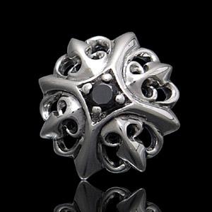 シルバーアクセサリー コンチョ・ボタン クロス・十字架 ブラックジルコニア so0465 シルバー9...