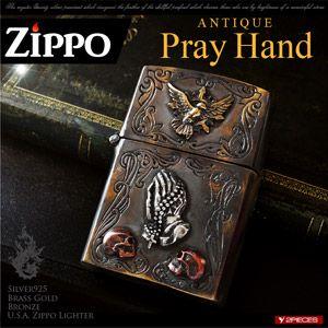 ZIPPO ジッポ ライター シルバー アンティーク プレイハンド スカル