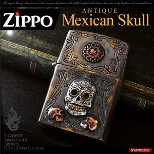 ZIPPO ジッポ ライター シルバー アンティーク メキシカンスカル チベタンスカル メンズ so0524｜2pcs