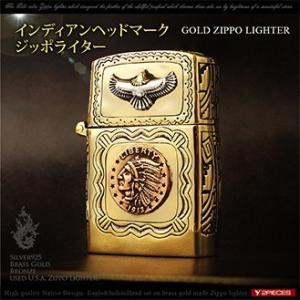 ZIPPO ジッポ ライター オールドコイン インディアンヘッド イーグル ゴールド so0532｜シルバーアクセサリー2PIECES