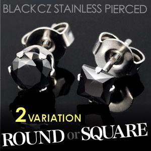 メンズ ピアス メンズピアス ステンレスピアス ブラック ジルコニア spi0058 バラ売り