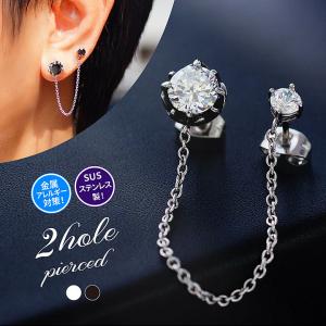 人気爆発キヘイ！片耳2ホール用ツインピアス☆プラチナ Pt850/Pt900