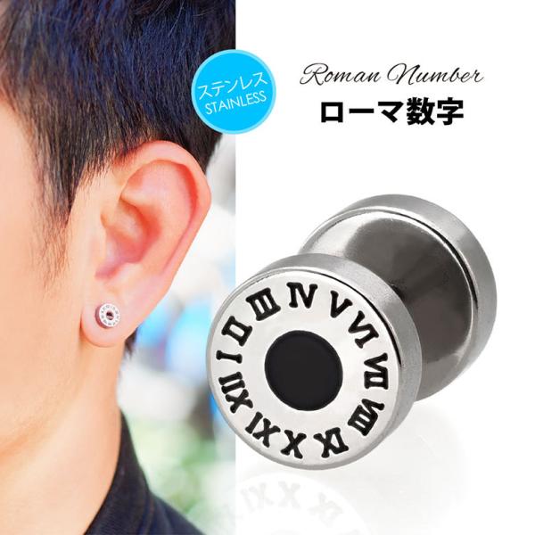 ステンレスピアス spi0095 ステンレスアクセサリー ピアス ステンレス メンズ ローマ数字 片...