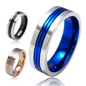 ステンレスリング 指輪 ブルー・青 ローズゴールド ブラック sr0089
