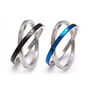 ステンレスアクセサリー リング・指輪 ブルー・青 ブラック・黒 sr0092