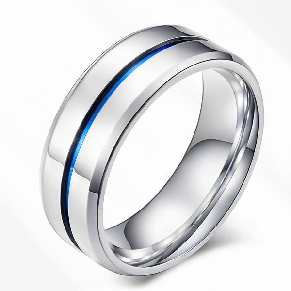 リング 指輪 ステンレス メンズ ブルーライン 青 アクセサリーステンレスリング sr0168