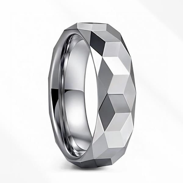 リング 指輪 タングステン メンズ 多面体 ジュエリー タングステンリング wr0017