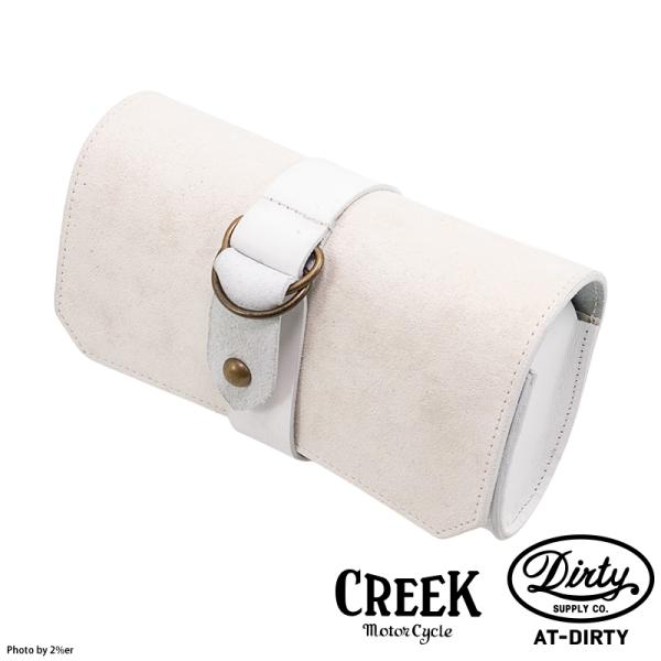 CREEK MOTORCYCLE x AT-DIRTY レザー プレーン ツールバッグ アイボリー