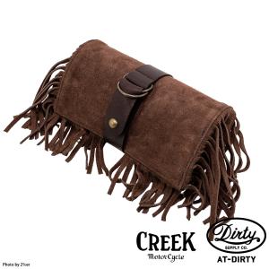 2%ER別注 レザー ツールバッグ ブラック/ホワイトフリンジ CREEK