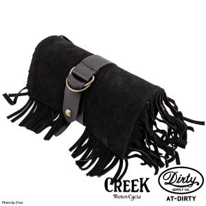 CREEK x AT-DIRTY Ｗネーム レザーツールバッグ　ブラック CREEK MOTORCYCLE x AT-DIRTY レザー プレーン ツールバッグ ブラック