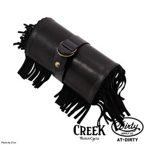 2%ER別注 レザー ツールバッグ ブラック/ホワイトフリンジ CREEK