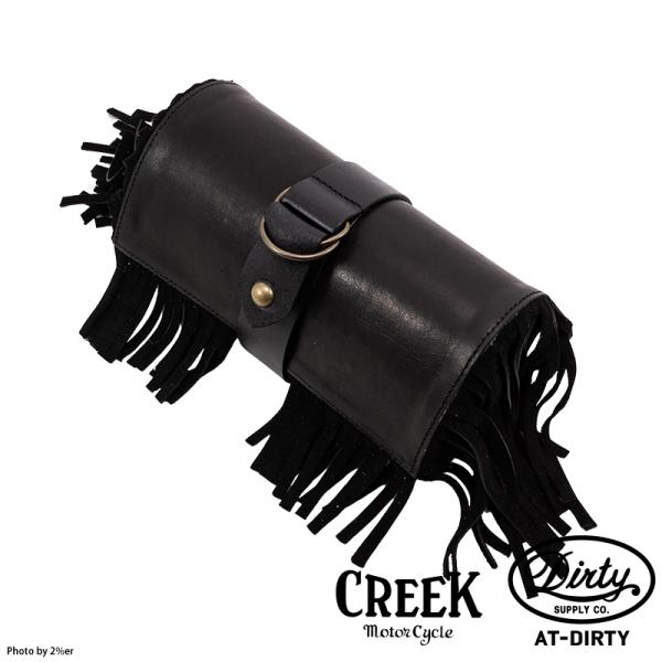 2%ER別注 レザー ツールバッグ ブラック/ブラックフリンジ CREEK MOTORCYCLE x...