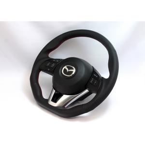 【KENSTYLE ケンスタイル】マツダ　アクセラ（BM/BY）（オールブラックレザー（レッドステッ...