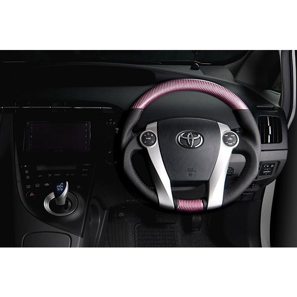 【REAL レアルステアリング　オリジナルシリーズ】トヨタ　プリウスα （40系）　ピンクカーボン/...