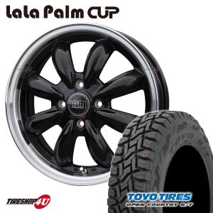 タイヤホイール4本セット LaLa Palm CUP 12x3.5J 4/100 +43 BK TOYO OPEN COUNTRY R/T 145/80R12 80/78N LT トーヨー オープンカントリーの商品画像