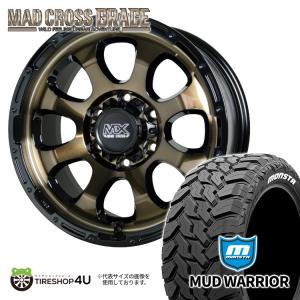 タイヤホイール4本セット MAD CROSS GRACE 16x6.5J 6/139.7 +38 BRC/BK MONSTA MUD WARRIOR 215/70R16 107/105Q LT ハイエース モンスタ ホワイトレター｜2tireshop4u