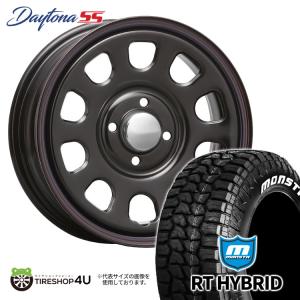 タイヤホイール4本セット DAYTONA SS 14x5.0J 4/100 +42 BLACK (red/blue line) MONSTA RT HYBRID 155/65R14 81S XL RWL｜2tireshop4u