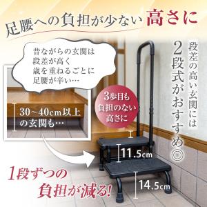 【段差の高い玄関の踏み台】手すり付き2段踏み台...の詳細画像5