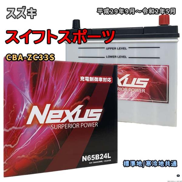 バッテリー NEXUS N65B24L スズキ スイフトスポーツ CBA-ZC33S 平成29年9月...