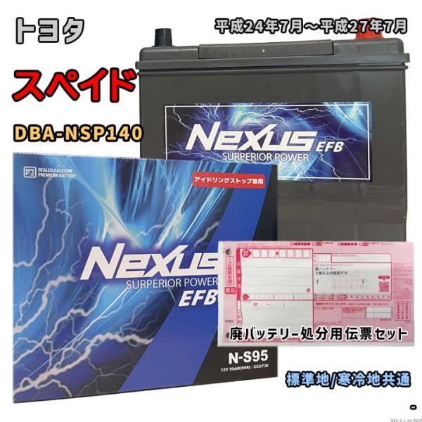 バッテリー NEXUS N-S95 廃バッテリー回収サービス付 トヨタ スペイド DBA-NSP14...