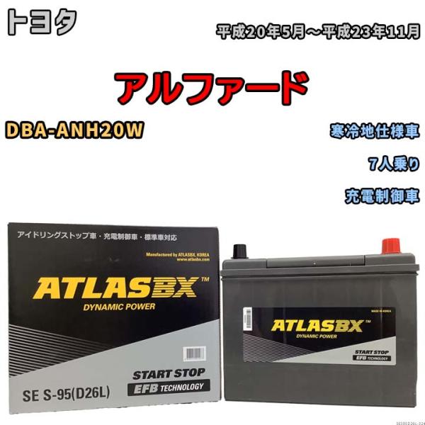バッテリー アトラス ATLASBX トヨタ アルファード DBA-ANH20W 平成20年5月〜平...