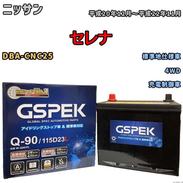 バッテリー デルコア(Delcor) GSPEK ニッサン セレナ DBA-CNC25 平成20年1...