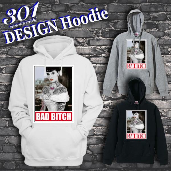 パーカー メンズ プルオーバー フード付き ストリート ブランド BAD BITCH Tattoo ...