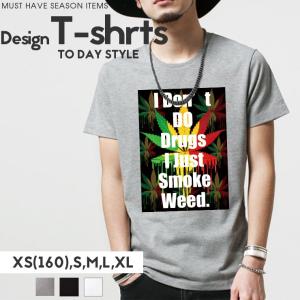 Tシャツ レディース 半袖 新作 男女兼用 メンズ ペア カップル XS S M L XL XXL マリファナ ガンジャ weed rastacolor｜301-shop