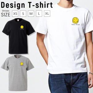 Tシャツ メンズ 半袖 ブランド ユニセックス ペア おそろい ニコちゃん スマイル にこちゃん more smile ワンポイント クルーネック プリントTシャツ｜301-shop