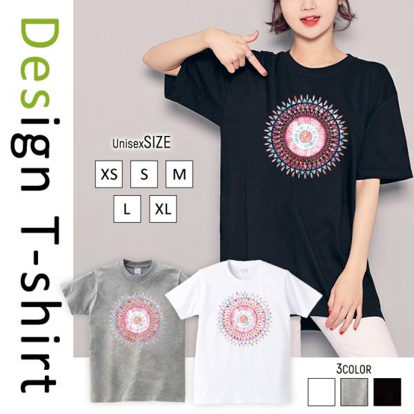 Tシャツ レディース 半袖 トップス ブランド ユニセックス メンズ プリントTシャツ エスニック ...