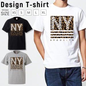 Tシャツ メンズ 半袖 ブランド ユニセックス NY ニューヨーク ブルックリン ロゴ ヒョウ柄 かわいい おしゃれ クルーネック プリントTシャツ｜301-shop