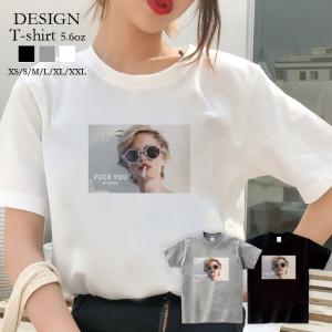 Tシャツ レディース 半袖 トップス ブランド ユニセックス メンズ プリントTシャツ ペア セクシー ガール 煙草 タバコ smoking fuck you｜301-shop