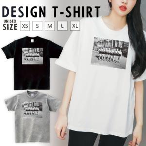 Tシャツ レディース 半袖 トップス ブランド ユニセックス メンズ プリントTシャツ ペア ニューヨーク モノクロ 写真 ガール かっこいい 都会 おしゃれ｜301-shop