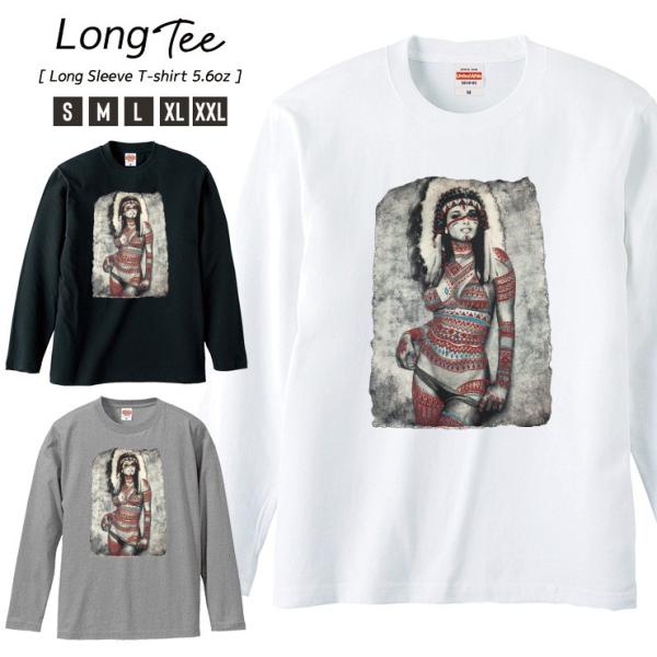 Tシャツ メンズ ロンT 長袖 ブランド Uネック NATIVE TRIBAL ネイティブ トライバ...