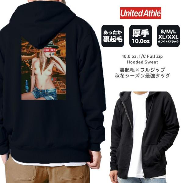 パーカー メンズ 厚手 パーカ ジップアップパーカー 裏起毛 長袖 バックプリント セクシー ガール...