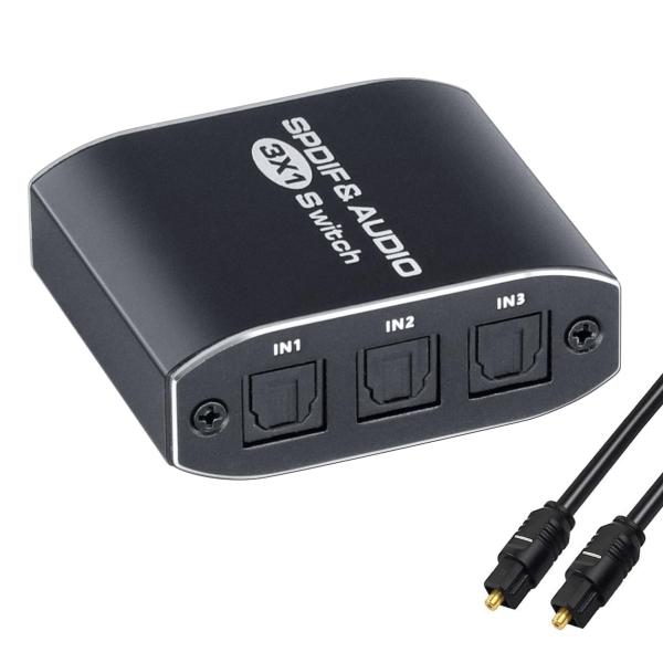 BLUPOW SPDIF/TosLink 光デジタル 切替器 3入力1出力 光ケーブル切替 光デジタ...