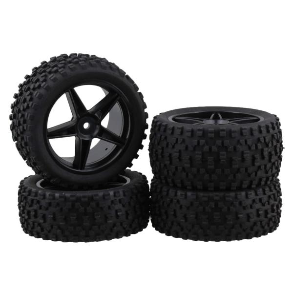 Mxfans 4個入れ ブラック ドット柄 ラバー タイヤ&amp; ブラック 五芒星 ホイールリム RC1...