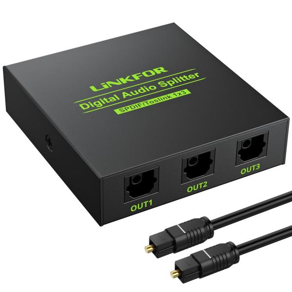 LiNKFOR SPDIF/TosLink 光デジタル 分配器 1入力3出力 LPCM2.0 DTS...