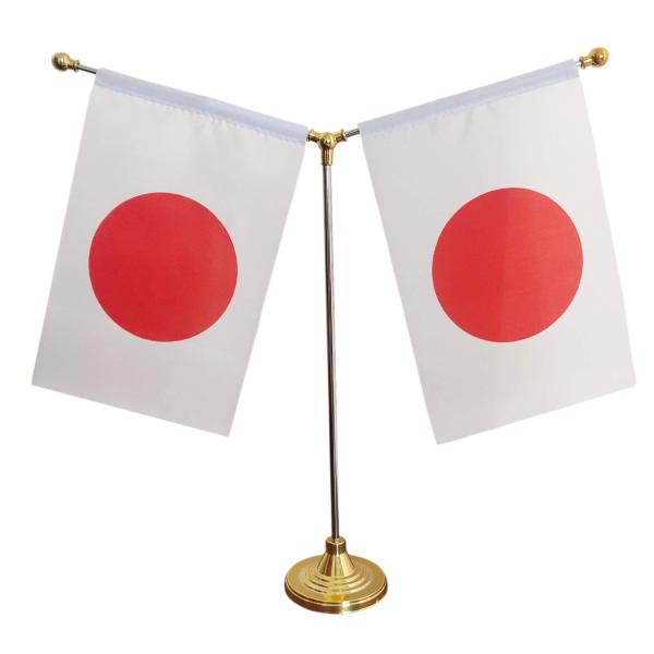 DUOLEIMI 卓上旗 旗立て台 ミニポール2本立台 日本国旗 日の丸 旗 国旗 日本 テーブルフ...