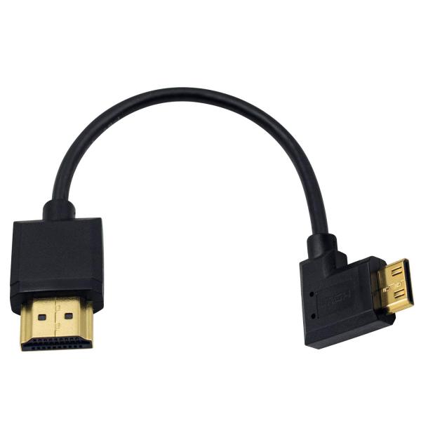 Duttek L字型Mini HDMI変換ケーブル,4K 短い右向き 90度 Mini HDMIオス...