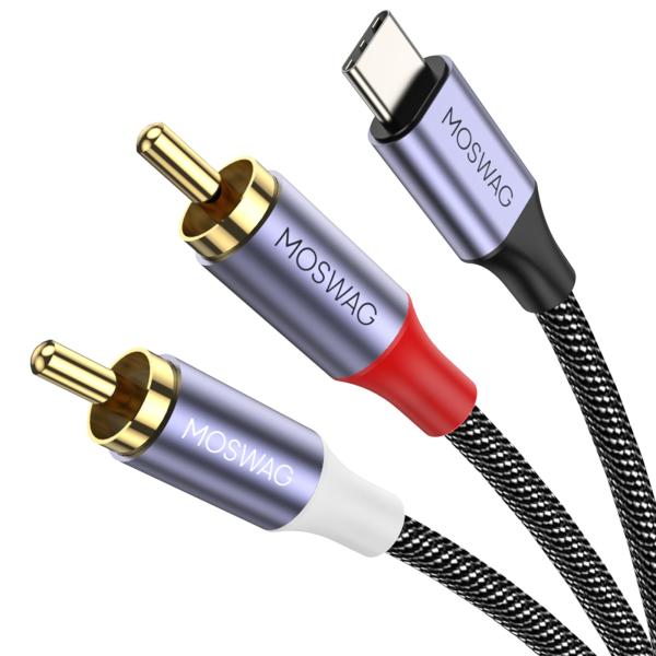 MOSWAG タイプC 2RCA 変換 オーディオケーブル3M(3メートル) DACチップ搭載 Hi...