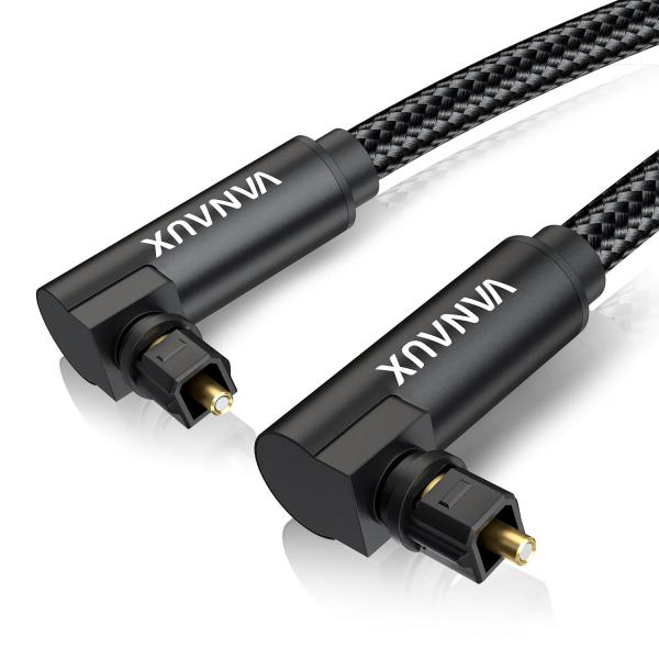 VANAUX 光デジタルケーブル L型 360°回転式 TOSLINK SPDIF 光オーディオケー...