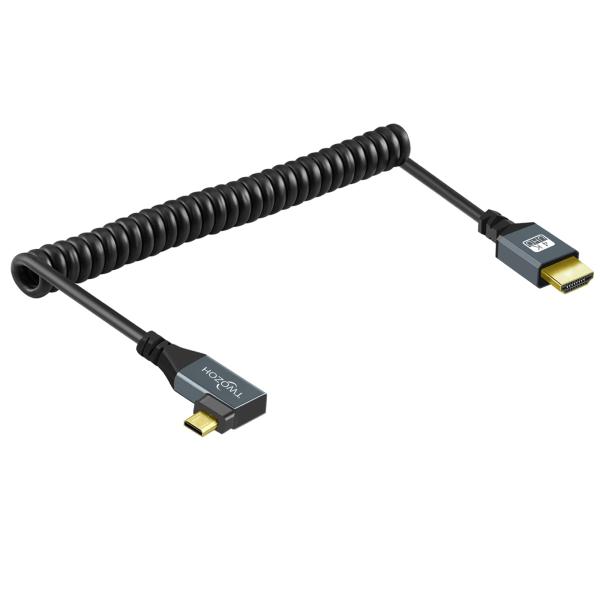 Twozoh 左向きMicro HDMI - HDMIアダプターケーブル ナイロン編組 90度 Mi...