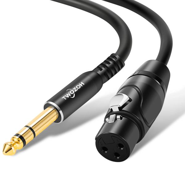 Twozoh XLRメスから6.35mm (1/4インチ) オスTRSケーブル 4分の1インチジャッ...
