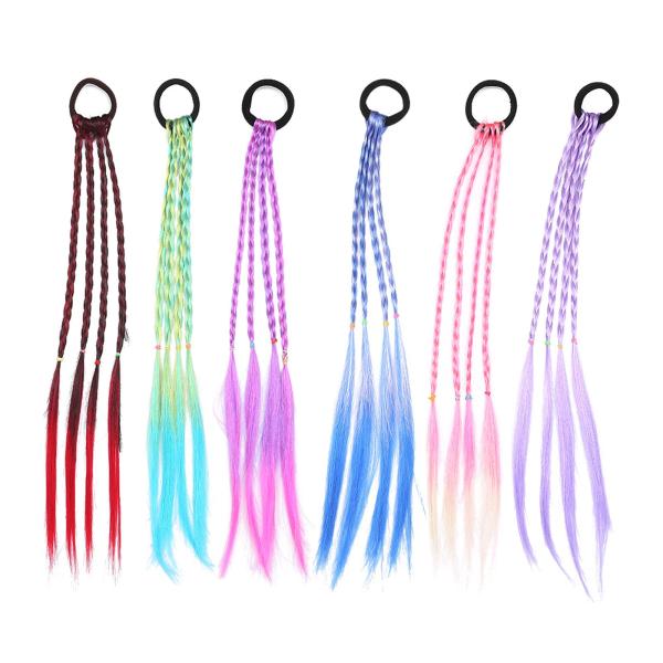 SHULLIN 6色セット キッズ メッシュ エクステンション ヘアエクステ ウィッグ 三つ編み 編...