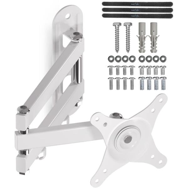 Suptek 壁掛けテレビ金具 モニターアーム 白色 ホワイト 15〜32インチ対応 前後&amp;左右&amp;上...