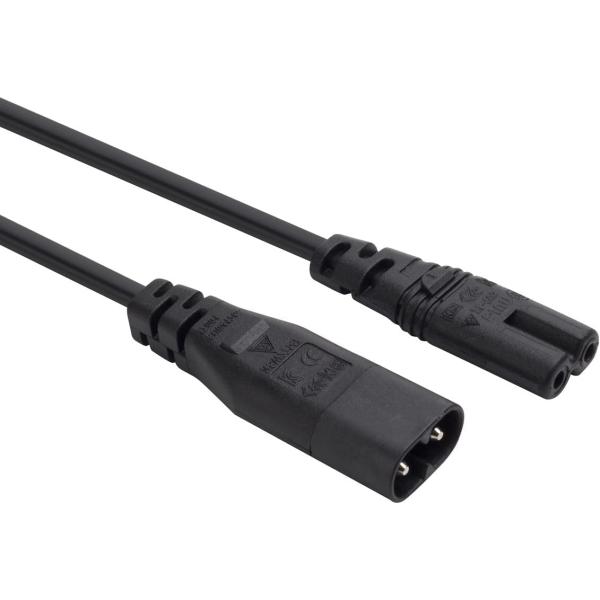 IEC 60320 C8プラグ-C7レセプタクルオス-メス拡張電源メインアダプタケーブル (3m)