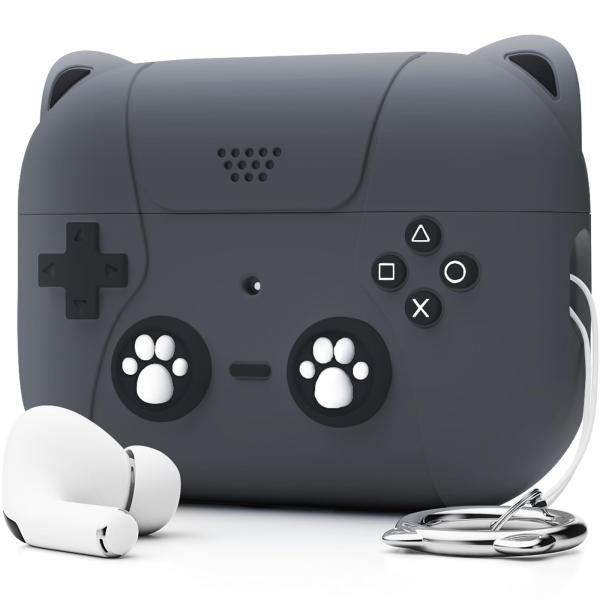 NIUTRENDZ AirPods Pro ケース かわいい エアーポッズプロケース 猫とゲーム機の...